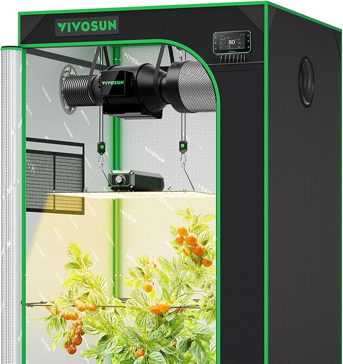VIVOSUN Smart Grow Tent Kit 2.7 × 2.7ft WiFi-Integrated Automatic Complete Grow System with Full Spectrum LED Grow Light, Efficient Ventilation System with GrowHub E42A+ Controller