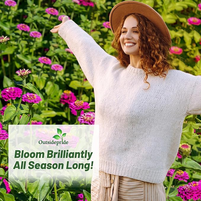 Outsidepride Purple Lilliput Zinnia Seeds - 2000 Pieces Annual, Drought Tolerant Flower Seeds for Planting Outdoors w/Pom-Pom-Like Compact Double Blooms for Borders & Containers, Pollinator Friendly