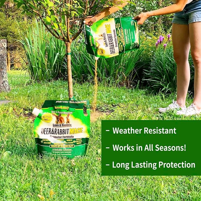 Nature's Mace Deer & Rabbit Repellent, 25 Pound Bag, Repel Deer from Your Home, Garden, Deterrent, Safe to use Around Children, Plants, Produce, Protect Your Garden Instantly, Plant Safe
