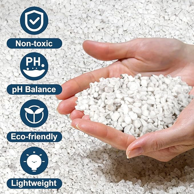 Horticultural Perlite Plants 1qt, Chunky Perlite Bulk for Gardening, Soil Amendments to Improve Soil Aeration & Dranage for Houseplant