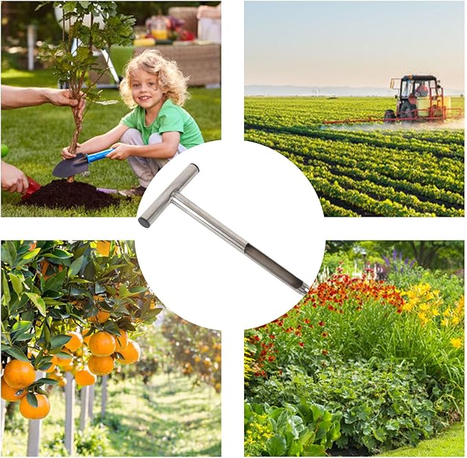 12in Soil Probe, Stainless Steel Soil Sample Probe with 2 Bags, T Handle Soil Test Probe Kits Tool for Soil Sampling, Home Plant Care, Garden, Farm, Lawn