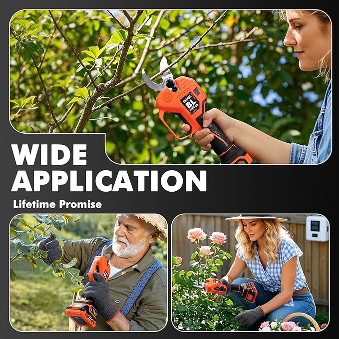 VOTREK® Electric Pruning Shears Cordless, [1.6'' Cutting Diameter] Professional Battery Powered Pruner, Garden Scissors for Tree Trimming Branch Cutter [SK5 Blades] [Brushless Motor] [LCD Display]