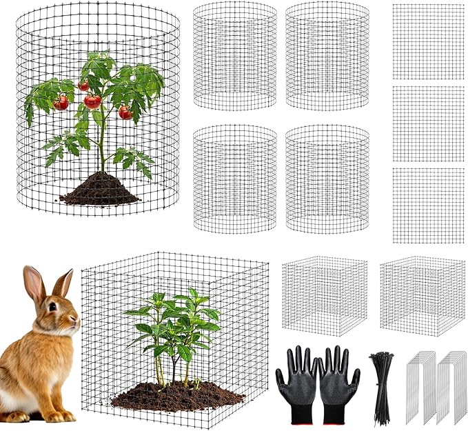60 Pack Plant Protectors from Animals, 12x12 Inch Metal Wire Mesh Plant Cages for Outdoor Gardening Supplies, Garden Protection Rabbits Chickens Ducks for Shrubs, Vegetables, Flowers