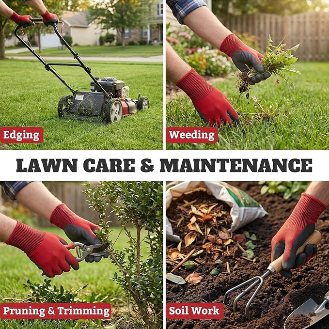 Aegend Gardening Gloves-Enhanced Non-Slip Grip Pattern,Thickened Recyclable TPE Coating-Breathable,Thorn-Resistant Work Glove
