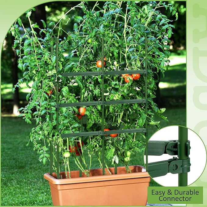 24 Pcs Adjustable Stake Arms for Tomato Cage, Garden Plant Stake Connectors, Expandable Trellis Connectors Climbing Rod Tomato Stick Supports for 11 mm Diameter Climbing Plants Vegetables