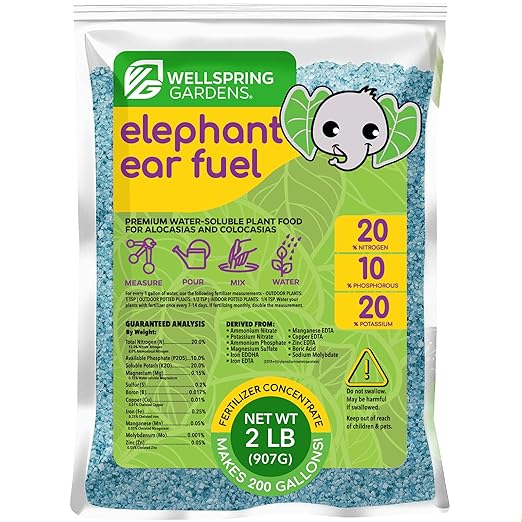 Wellspring Gardens Elephant Ear Food - Water-Soluble Plant Fertilizer - Premium 20-10-20 Blend (2 Pounds)
