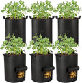 6-Pack 10 Gallon Potato Grow Bags Heavy Duty Thickened Nonwoven Fabric Pots with Handles,Black