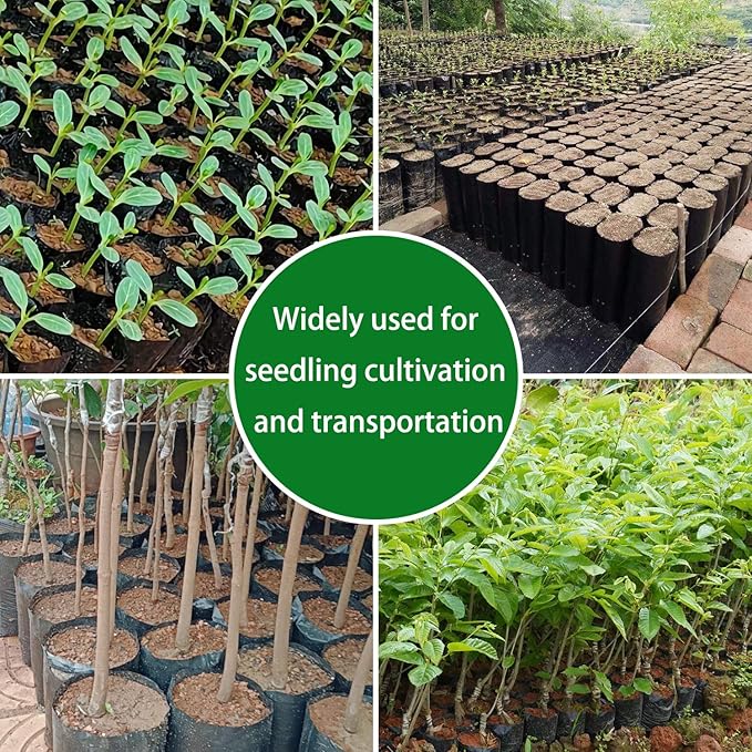 Belit 100 Pcs Plant Nursery Bags, Plastic Seedling Pots Container for Fruit Tree, Flower, Starting saplings, Plant Grow(3.5"x6.6")
