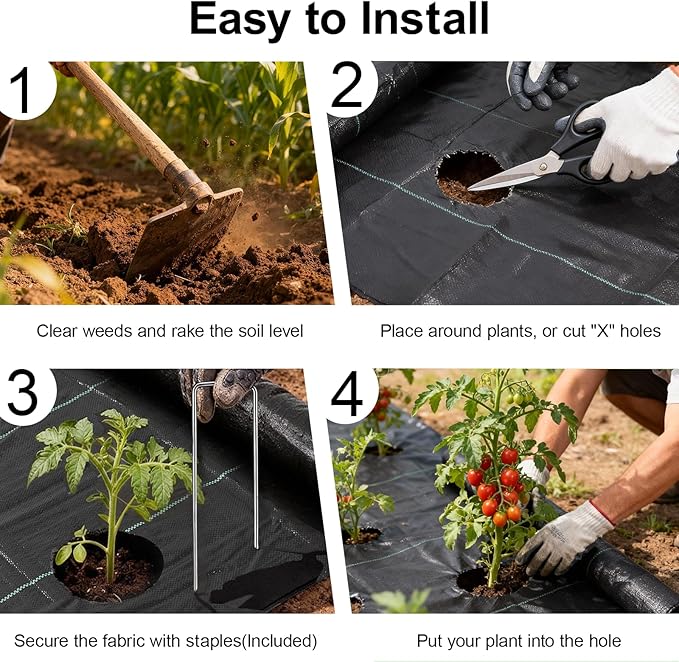 Weed Barrier Landscape Fabric 4FT x 100FT - 3.2oz Heavy Duty Weed Control Mat, High Permeability Woven Geotextile Fabric for Driveway, Gravel, Yard Ground Cover, Greenhouse Gardening (4FT x 100FT)