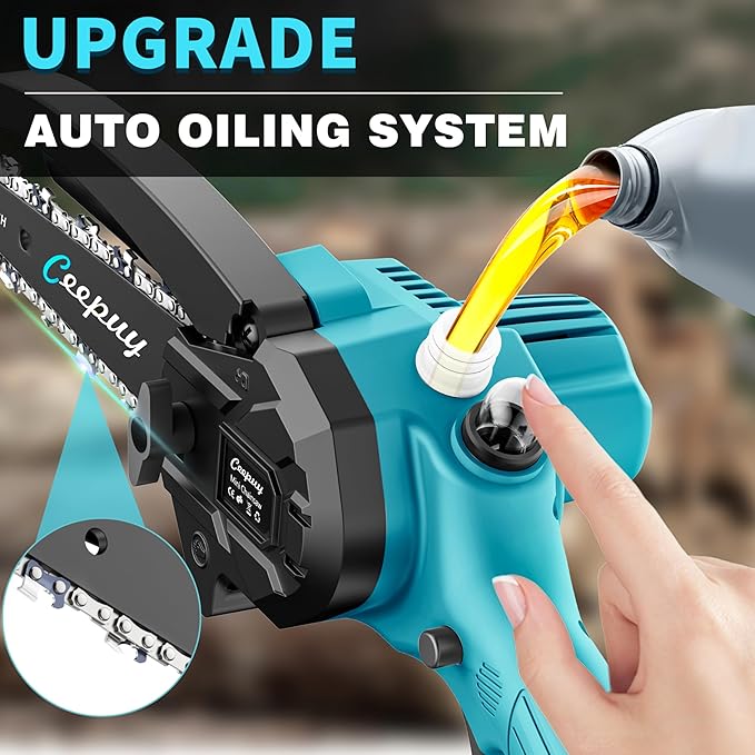 Mini Chainsaw Cordless,6 Inch Portable Electric Chain Saw, Automatic Oiler, Battery Powered Small Handheld Saw, Security Lock Trees Branches Trimming,Wood Cutting, 2 Batteries 2 Chains 2026