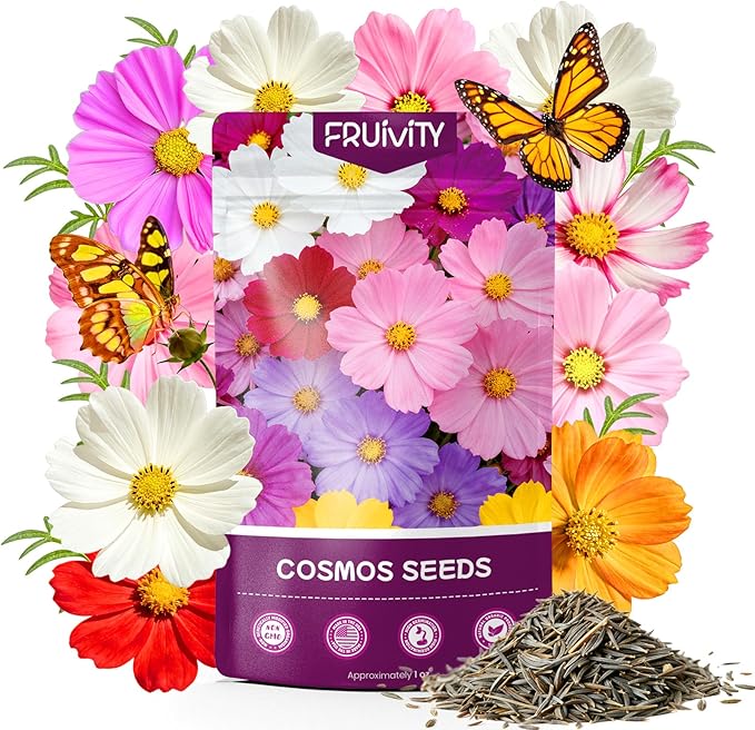 Cosmos Seeds Mix, 1 Ounce Over 5000+ Crazy Blend Cosmo Flowers Seed for Planting, Open Pollinated, Non-GMO, Heirloom Crazy Cosmos Seeds for 2026