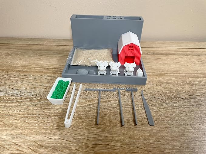 Yippeemaker - Cow Farm Zen Garden Desk Organizer Pencil Holder Sand Garden DIY Kit Gifts for Him Her Office Decor Fun Therapy Made in USA Sand Included