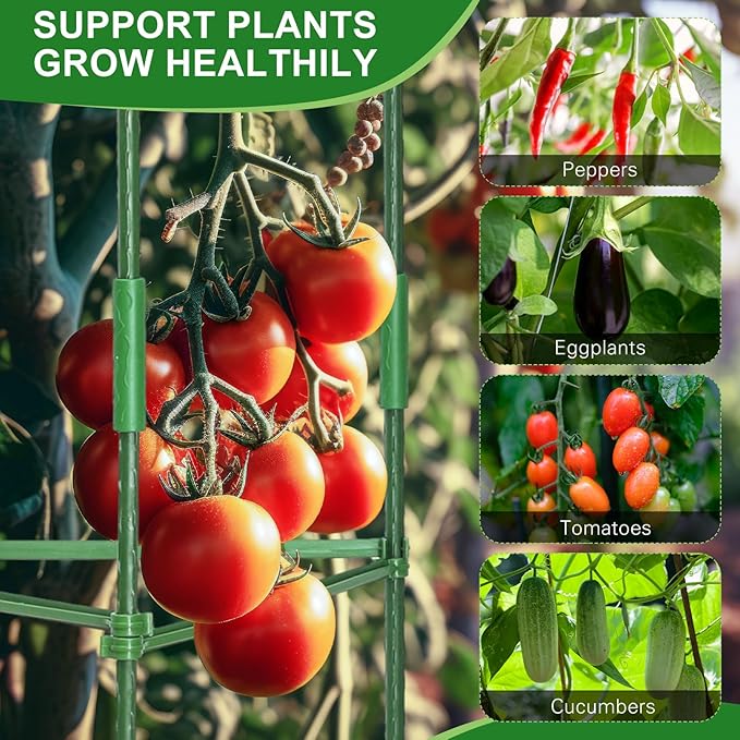 24 Sets 48 Inch Tomato Cage for Garden Adjustable Plants Tomatoes Stakes Support Cages Trellis Expandable Plant Cage Vegetable Support Trellis Stakes for Vertical Climbing Plants Flowers
