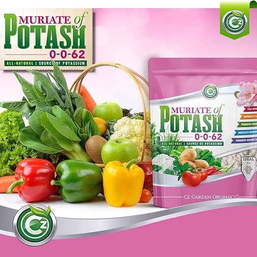 Muriate of Potash 0-0-62 Fertilizer Made in USA - MOP Potassium Plant Food for Indoor/Outdoor Plants, Flower Gardens, Fruit and Vegetable Gardens, Holistic Herbs, Trees and Green Lawns!