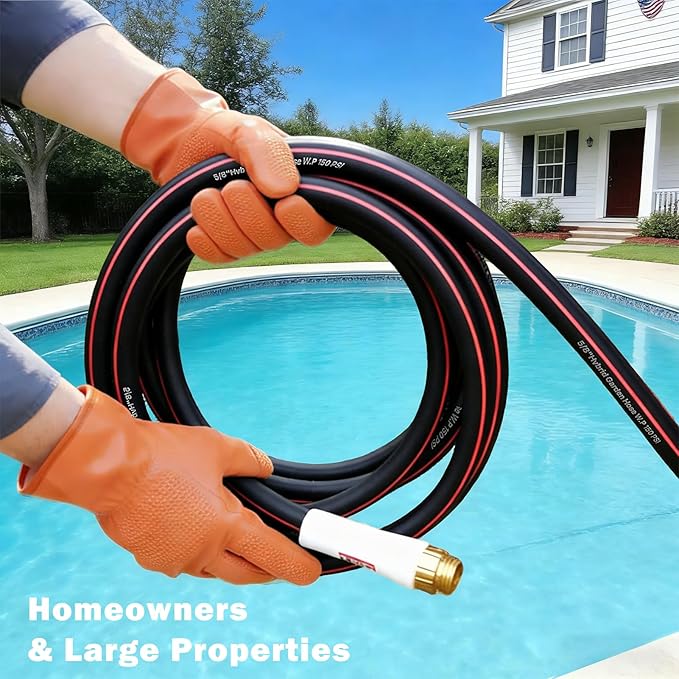 YASQA Heavy Duty Garden Hose 100 ft 5/8 Inch, Contractor's Leak Proof Durable No Kink Easy Coil Flexible Hose Black & water hose 100ft