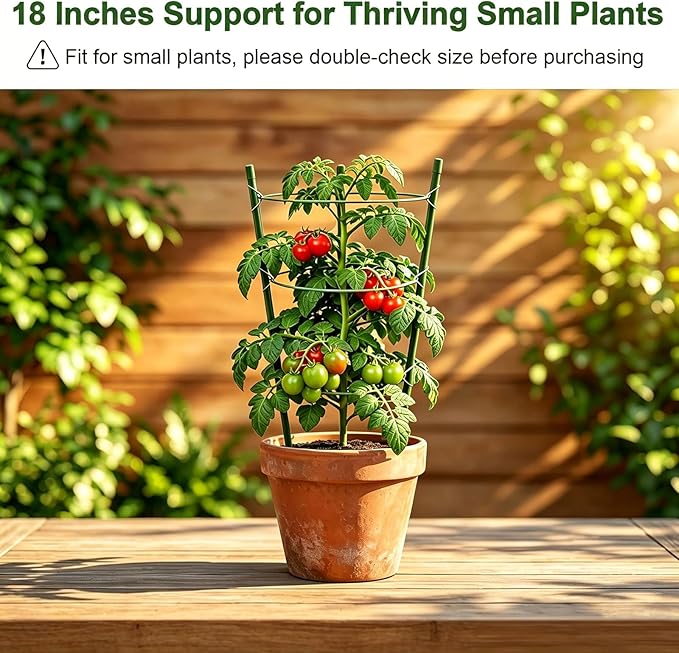 4 Pack Garden Tomato Cage for Pots, 18" Metal Tomatoes Cages Plant Support with Stable Support Rings (18")