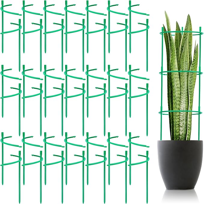 42 Pack Plant Support Stakes for Indoor Plants Stackable Plant Sticks Support with Adjustable Cages Green Trellis for Potted Plants (XSX-ZWZJ-1, Plant Support Stakes, 42, ZWZJ-1)