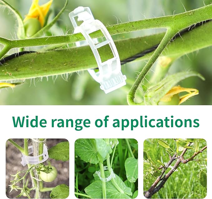 200pcs Trellis Clips for Climbing Plants Outdoor,Plant Support Clips Reusable Garden Clips,Tomato Clips, Plastic Trellis Clips,Garden Plant Clips to Grow Upright Makes Plants Healthier