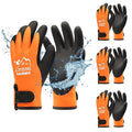 toolant 100% Waterproof Gloves Bulk Pack, 3 Pairs, Winter Work Gloves for Cold Weather, Touchsreen, Warm Freezer Gloves, Thermal Insulated, With Grip, Orange, Medium