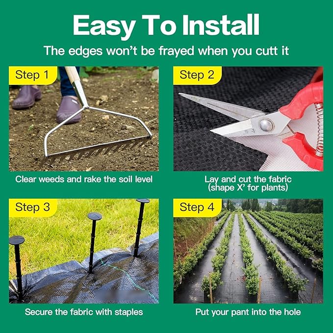 5FT x 500FT Weed Barrier Landscape Fabric, Premium Heavy Duty Woven Garden Ground Cover Weed Block Control Mat Cloth for Gardening, Planting, Farming, Landscaping Flower Bed Driveway