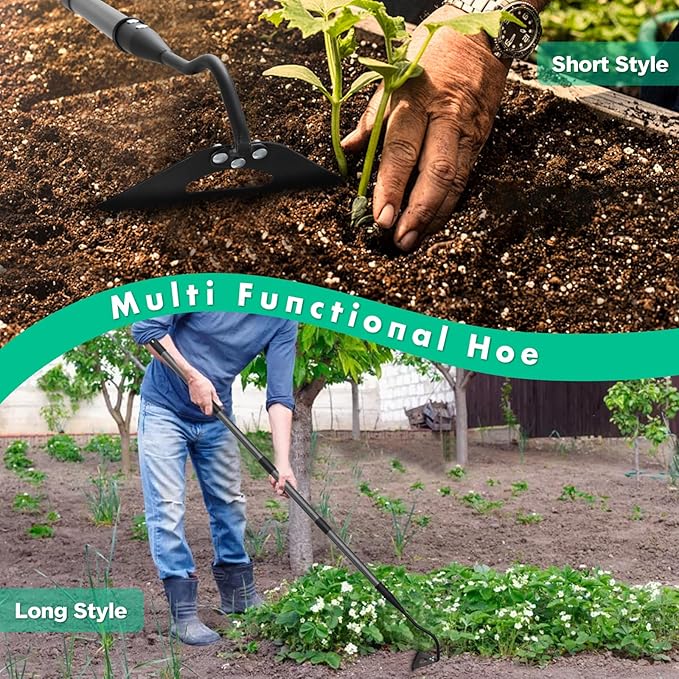Lilyvane Hoe Garden Tool with 70Inch Long Handle, Heavy Duty Garden Hoes for Weeding Loosening Soil Digging Planting Ridging, Handy Hoe Gardening Tools Weeding Hoe