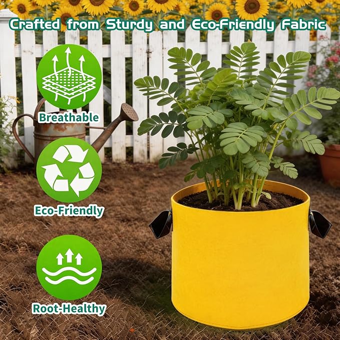 14 Pack Plant Grow Bags - Mixed 7 Colors with Reinforced Handles, Ideal for Garden and Outdoor Planting Potato Tomato Flower and Vegetables (10, Gallons)