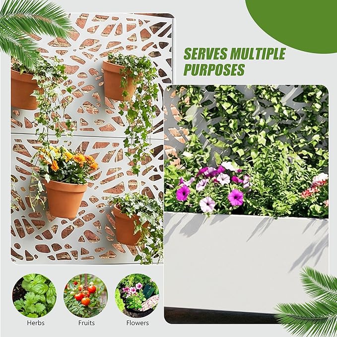 Casaphoria Metal Raised Garden Bed with Trellis and Wheels, 72"x47"x16" Arched Planter Box for Climbing Plants, Vegetables & Vines, Features Drainage Holes and Privacy Screen, White-Net