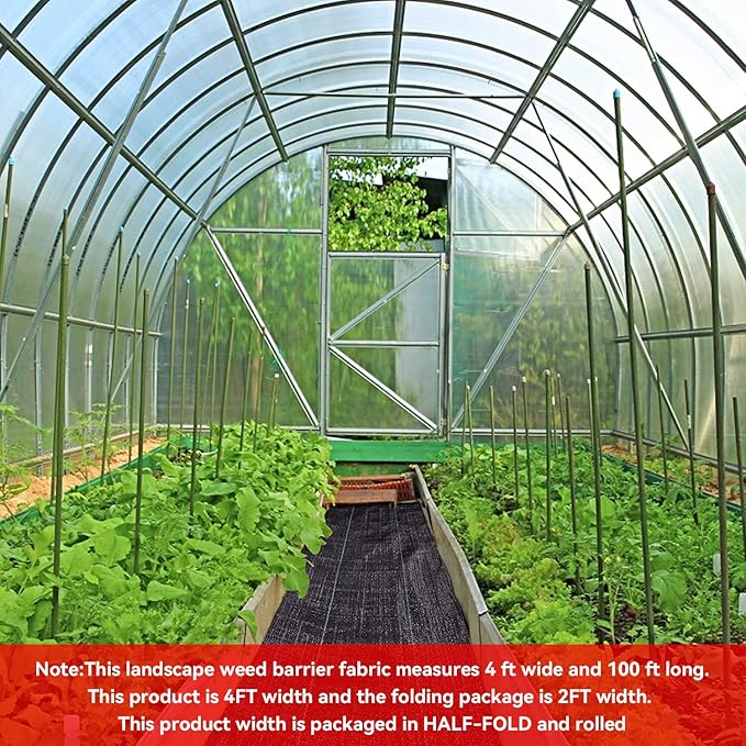 4ftx100ft Weed Barrier Landscape Fabric Heavy Duty，Weed Block Gardening Ground Cover Mat, Weed Control Garden Cloth ，Woven Geotextile Fabric for Underlayment，Commercial Driveway Fabric