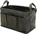 Tool Bag for Organizing, Waxed Canvas Wide Open Top Tool Tote Bag with 6 External Pockets, 13.8 x 7.8 x 7.8 Inches (ArmyGreen)