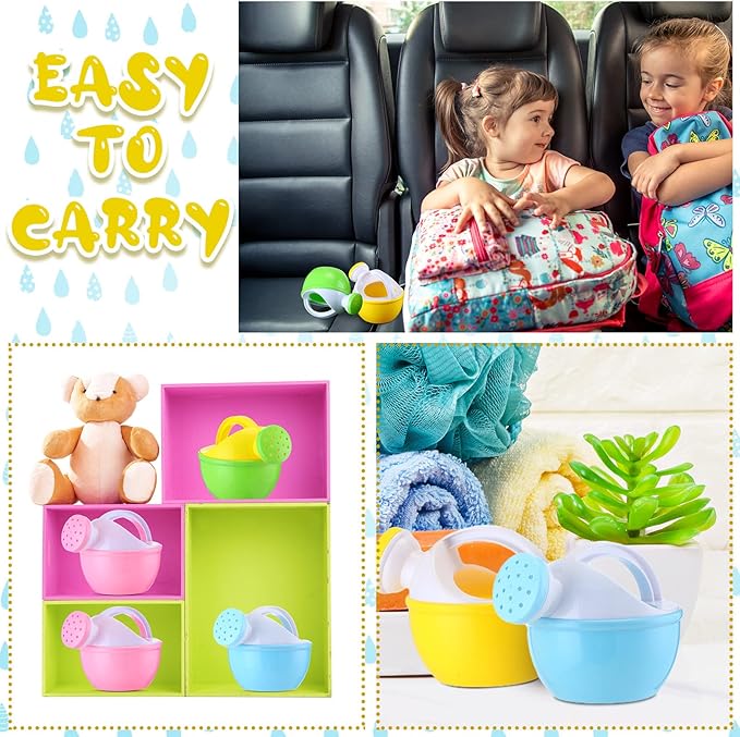 Sosation 12 Pieces Watering Can for Kids Bath Buckets Toys Play Sand Toys Plastic Small Watering Pot with Handles for Childrens Gardening Tools Beach Playing Sand(Vivid Style)