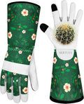 Leather Long Gardening Gloves for Women Thorn Proof Garden Gloves Yard Working Gloves