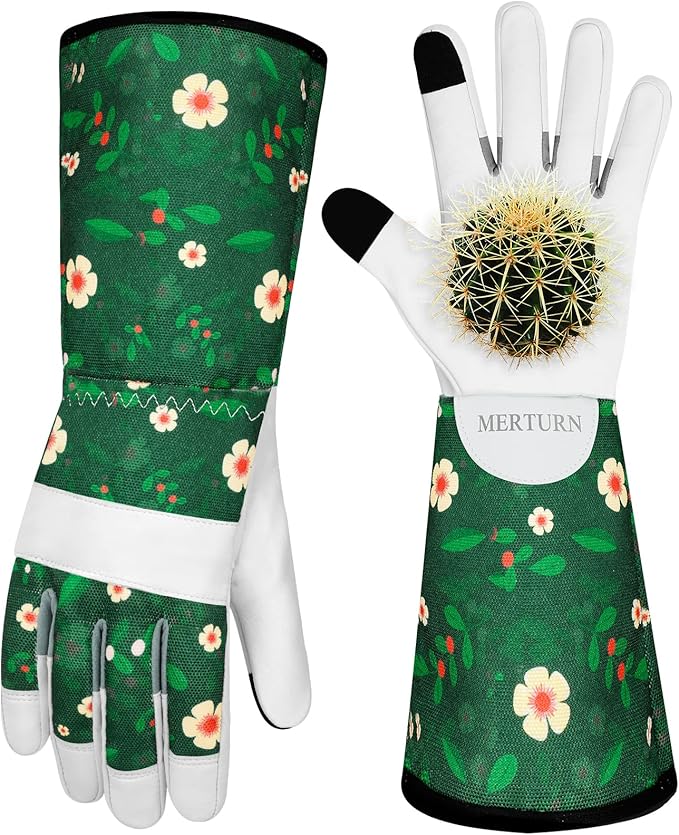 Leather Long Gardening Gloves for Women Thorn Proof Garden Gloves Yard Working Gloves