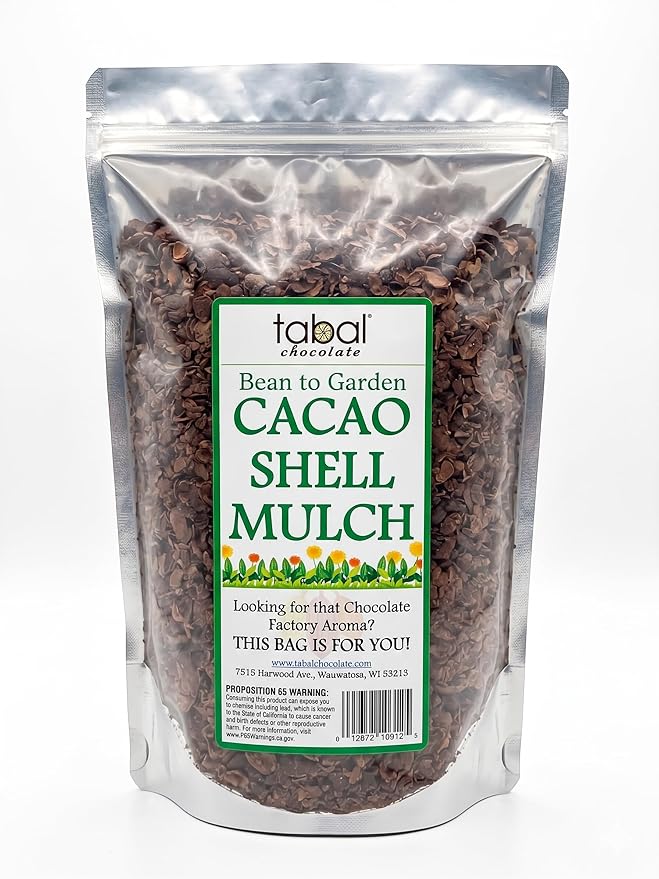 Tabal Chocolate Cacao Shell Mulch - 3.5 lbs - Organic Garden Soil Conditioner for Weed Suppression, Moisture Retention & Nutrient Enrichment - Enhances Soil Health & Adds Chocolate Aroma