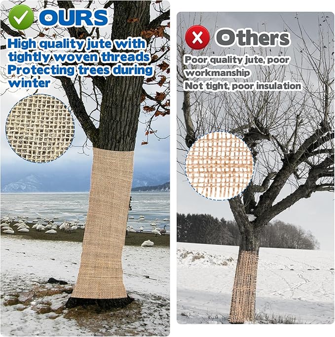2 Pack Burlap Plant Covers Freeze Protection,15ftx40in Burlap Fabric Bags,Natural Burlap Plant Blankets,Plant Covers Freeze Protection for Winter Outdoor Bushes Trees Potted Plants