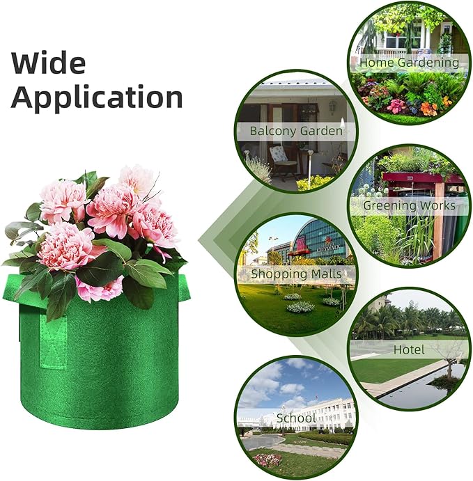 12-Pack 7 Gallon Plant Grow Bags, Thickened Nonwoven Fabric Pots with Handles, Vegetable Planter Bags Containers, Cloth Planters for Garden Vegetable/Flower/Plant/Fruits Outdoor (Green)