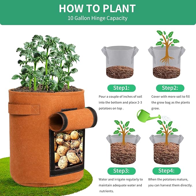 SILKIR W Grow Bags, 10 Gallon, Ginger