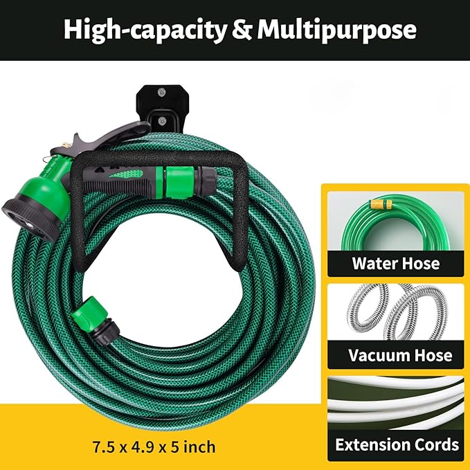 Heavy-duty rust-proof hose hooks for storing water pipes, hoses, cables, trimmers, ladders, buckets, tools | Wall-mounted high load-bearing capacity, non-slip hanger for homes, yards, and farms
