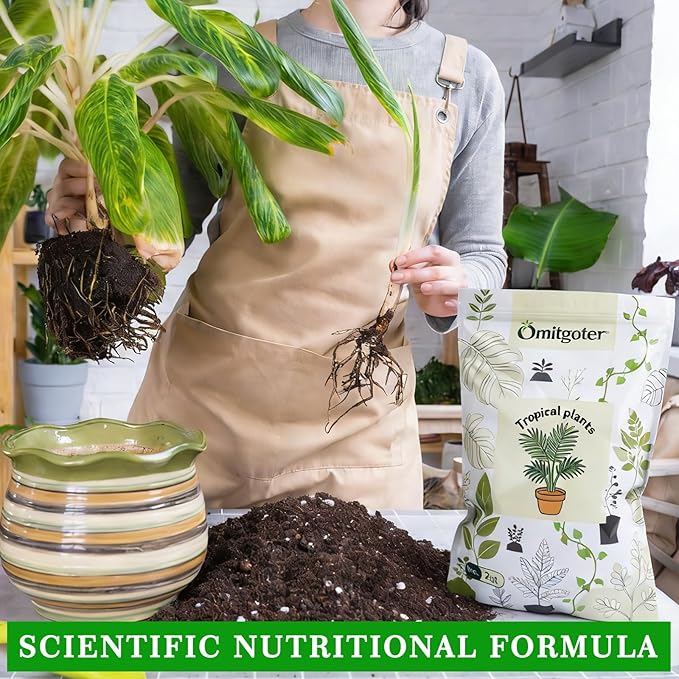 Premium Tropical Potting Mix with Perlite 10qt- Natural Organic Potting Soil for Superior Drainage & Breathability