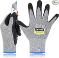 DEX FIT Level 5 Cut Resistant Gloves Cru553, 3D-Comfort Stretchy Fit, Power Grip, Professional Grade, Thin, Touch-Screen Compatible, Durable, Machine Washable; Gray L (9) 3 Pairs