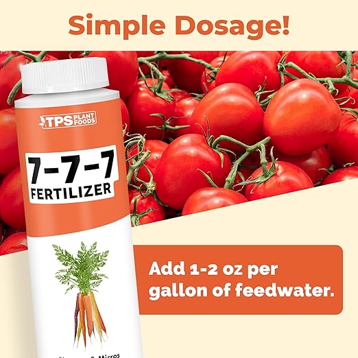 7-7-7 Fertilizer for Plants, Great for Vegetables, Flowers, and Shrubs, Liquid Plant Fertilizer by TPS Plant Foods, 8oz (250ml)