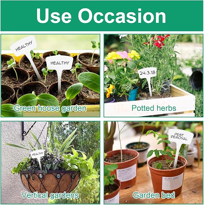 100 Pcs White Plant Labels, T-Type 10.6" Large Plastic Plants Tags Waterproof Plant Makers Nursery Garden Labels for Outdoor Indoor Plants Flowers Vegetable Potted Belt