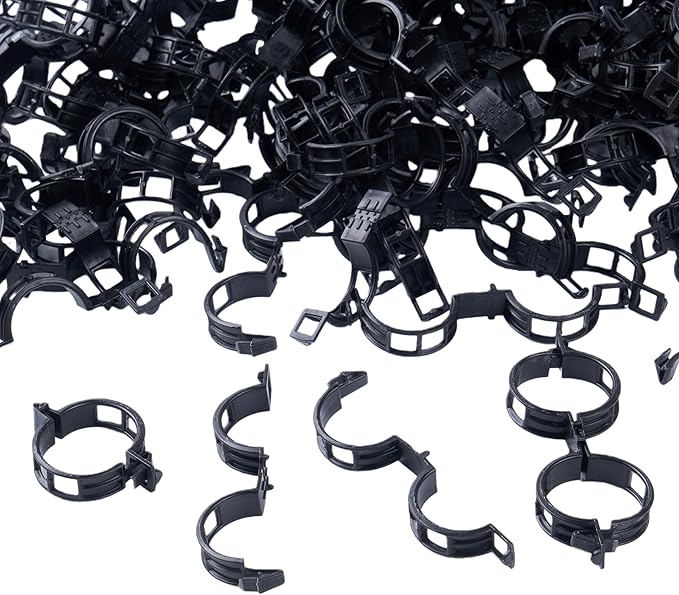 100Pcs Garden Vine Plant Support Clips,Plastic Fixing Clips for Securing and Training Climbing Plants,Tomatoes,Grapes,Vine Vegetables and Potted Plant (100, Black)