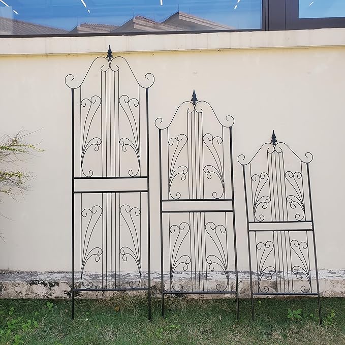 1 Pack Trellis for Climbing Plants 82.7" H x 26.7" W Tall Garden Trellis Wrought Iron Heavy Scroll Metal Decoration Lawn Patio for Rose Clematis Ivy Weather Resistant