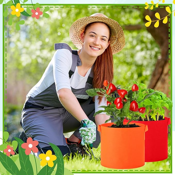 Colored Fabric Grow Bags Bulk Colorful Plant Grow Bags Nonwoven Fabric Pots with Handles Seeds Vegetables Tomato Planter Grow Buckets for Outdoor Garden Fruits Flower, 10 Colors(10 Pack,3 Gal)