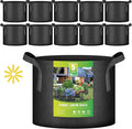iPower 5-Gallon 10-Pack Plant Grow Bags Nonwoven Fabric Pots Aeration Container with Strap Handles for Garden and Planting, 5 Gallon, Black