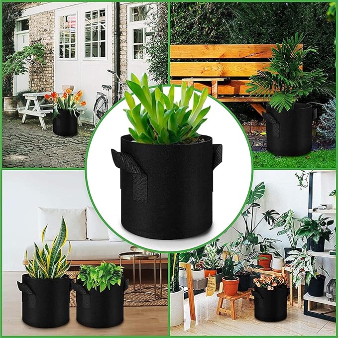 Plant Grow Bags - 2 Gallon 10 Packs Planter Pot, Thickest Aeration 300G Non-Woven Fabric, Reinforced Handles for Weatherproof Nursery Pot, Enhanced Double Seam