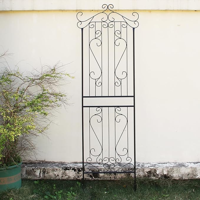 1 Pack Trellis for Climbing Plants 82.7" H x 26.7" W Tall Garden Trellis Wrought Iron Heavy Scroll Metal Decoration Lawn Patio for Rose Clematis Ivy Weather Resistant