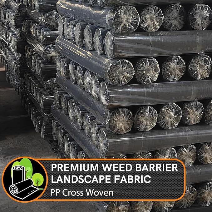 3FT x 50FT Weed Barrier Landscape Fabric Heavy Duty, 3.2oz Premium Garden Ground Cover Mat for Weed Control, Gardening, Plant Beds and Farming