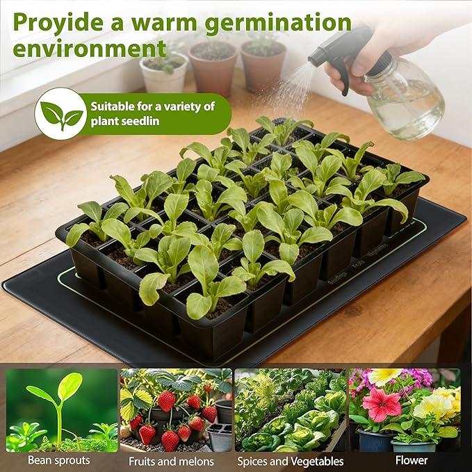Seedling Heat Mat with Thermostat Controller for Plants Heating Pad Seed Starting Heating Warming Pad Temperature and Auto Off Timer Waterproof Warmer Fermentation Indoor Greenhouse Heater