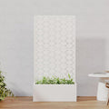 Casaphoria Metal Raised Garden Bed with Trellis, 59"x30"x12" Planter Box for Climbing Plants, Vegetables & Vines, Features Drainage Holes and Privacy Screen, White-Brick